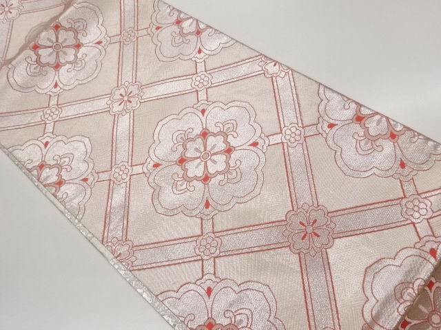 JAPANESE FUKURO OBI / REVERSIBLE / SAGANISHIKI / WOVEN FLOWER CREST